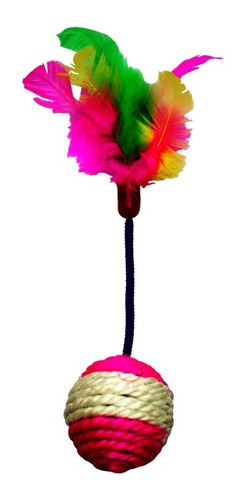 Juguete Gato Pelota Plumas 4cm Cuerda Fancy Pets