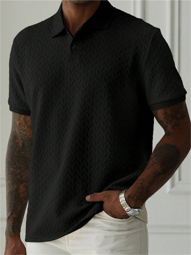 Camisa Polo Masculina Com Botão Frontal E Camisa Casual