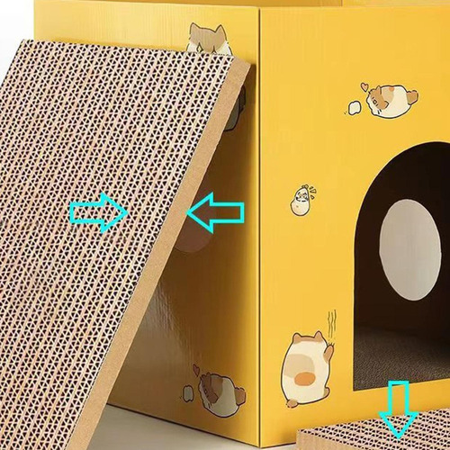 Casa De Gato, Tablero Rascador, Cartón, Caja De Amarillo S