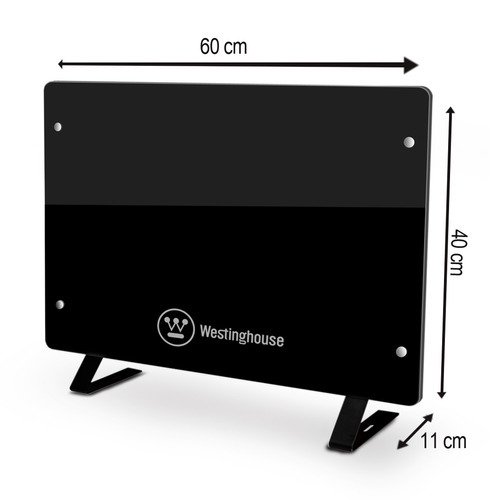 Imagen 4 de 5 de Vitroconvector Estufa Calefactor Electrico Wh-ch122conv-b 2000w Panel De Vidrio Templado 3 Potencias Westinghouse Colgante O De Piso Negro