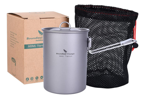 Olla De Titanio Ultraligera Portátil De 900ml Con Tapa F...