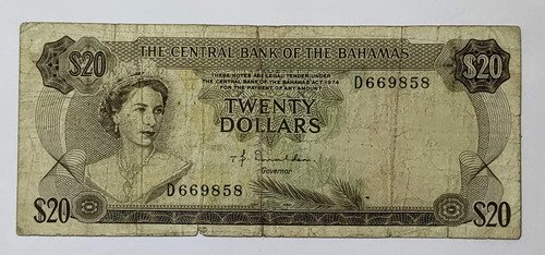 Billete 20 Dolares 1974 Bahamas Fine
