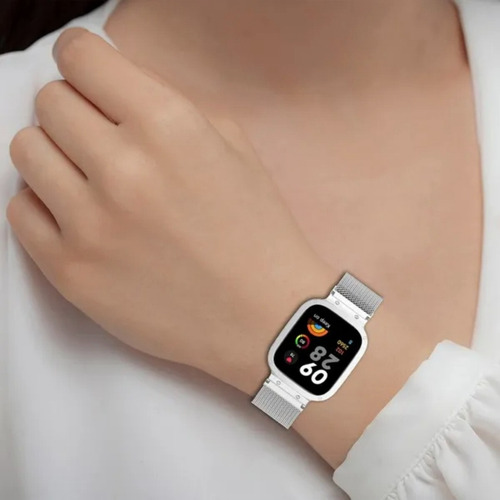 Correa De Metal + Funda Para Redmi Mi Watch 4 /3 Plateado Plateado 39.6 Cm