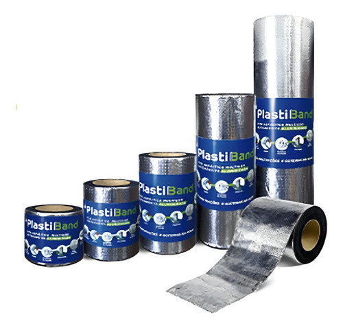 Cinta asfáltica aluminizada de 45 cm x 10 m Plastiband Dplastic Color Cromo