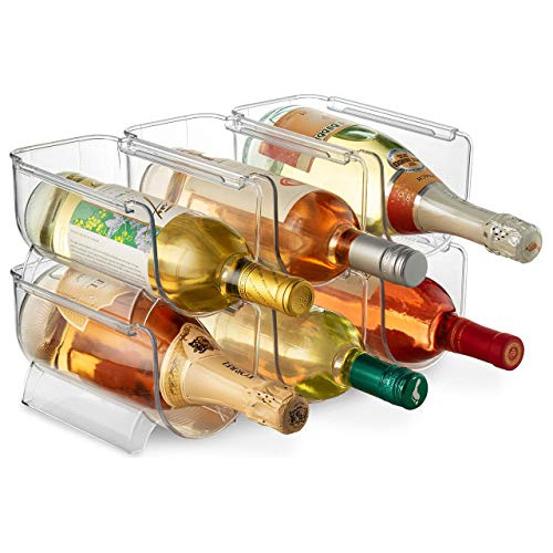 Set Of 6 Wine And Water Bottle Organizer, Stackable Pla...