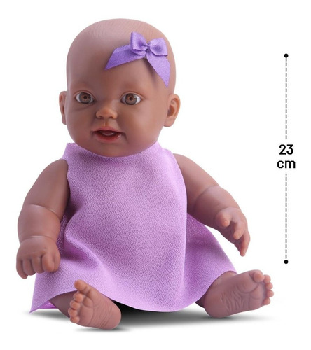 Boneca Bebê Bambola Negra Bambolete Lacinho Roupinha Mini