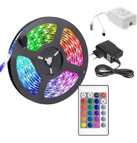 Cinta Luces Led Tira Guia Led Rgb 5mtransformador Control 