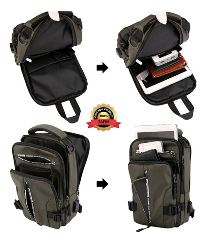 Mochila Transversal De Peito Mini Impermeável Pochete Viagem Bolsa Multifuncional Masculina Zafin Cor Azul