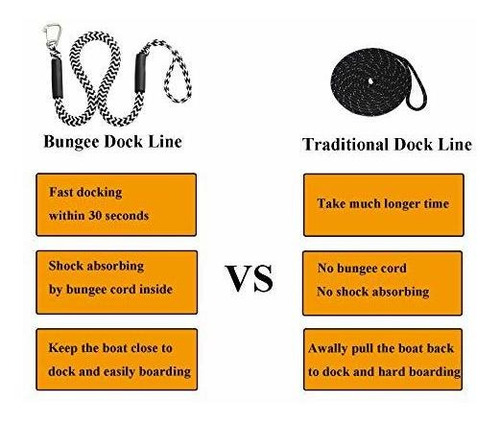 Lineas De Muelle Para Barcos Bungee Con Gancho De 4 Pies Doc