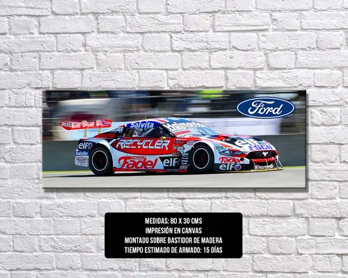 Cuadro Mariano Werner Tc Ford Mustang Canvas 80x30 Cm #03