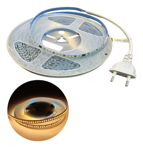 Fita Led 192 Led 110v/127v Ip44 Direta Na Rede 10m 22w 3000k