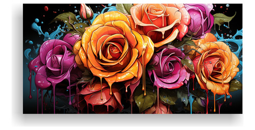 Cuadro Bastidor Madera Dibujo Tulipán Poster 30x60cm Flores