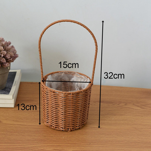 Cesta De Picnic De Mimbre Hecha A Mano Con Asa Para Despensa