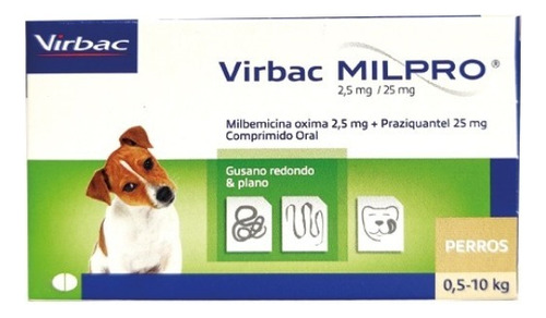 Milpro Virbac Desparasitante Interno Perros Hasta 10kg X4uds