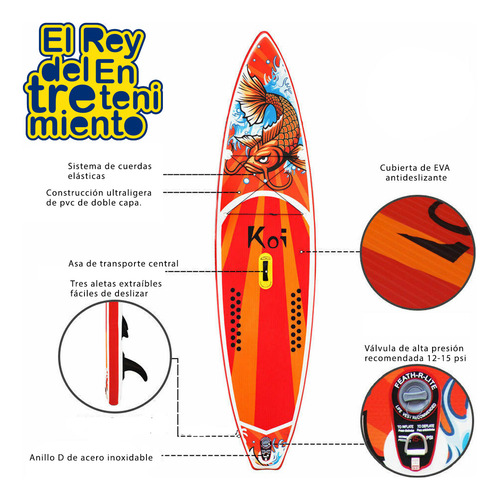 Imagen 2 de 7 de Tabla Inflable Stand Up Paddle 3.20m Surf Kayak +remo El Rey
