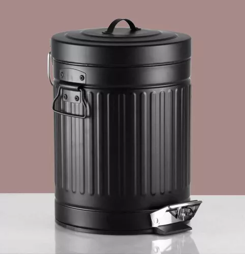 Cubo de Basura Negro Metálico Retro 20 litros