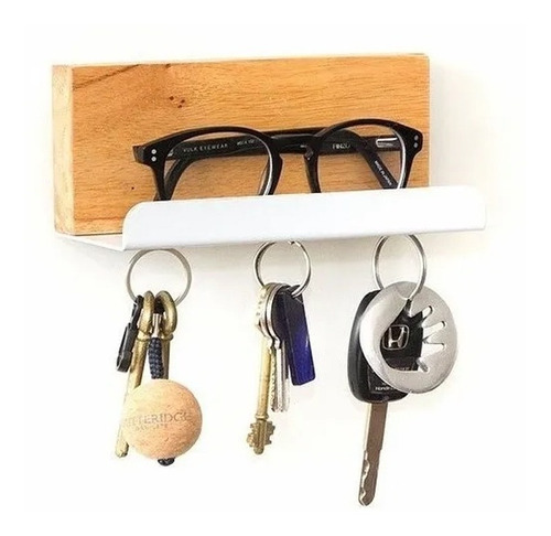 Imagen 3 de 8 de Porta Llaves Pared Magnetico Estante Madera Chapa Portallave