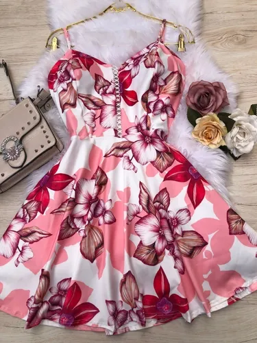 Vestido rosa curto rodado sales