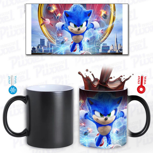 Taza Mágica Sonic Diseño 1 Aros Dorados Pelicula