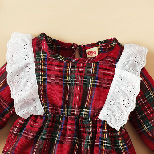 Mono Algodón De Cuadros Rojos Para Bebés De 0- 12 Meses