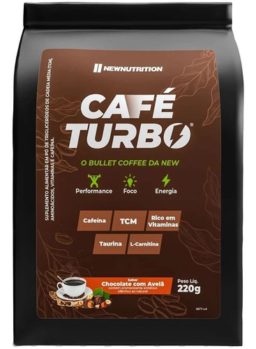 Café Turbo - 220g Refil Chocolate Com Avelã - Newnutrition
