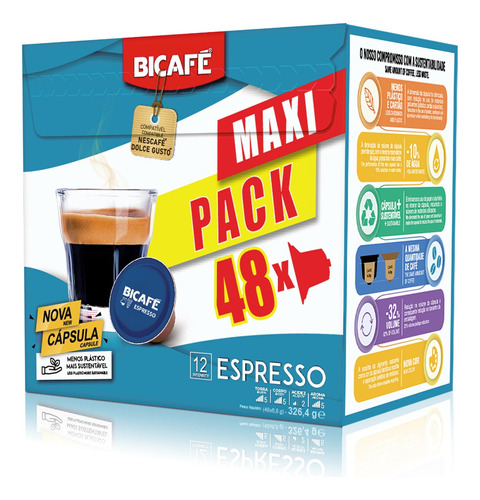 Maxipack 48 Cápsulas De Café Espresso Para Maq. Dolce Gusto*
