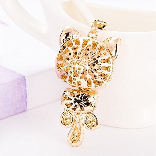 Imagen 3 de 5 de Lindo Gatito Gato Bling Cristales Rhinestone Llavero Llavero