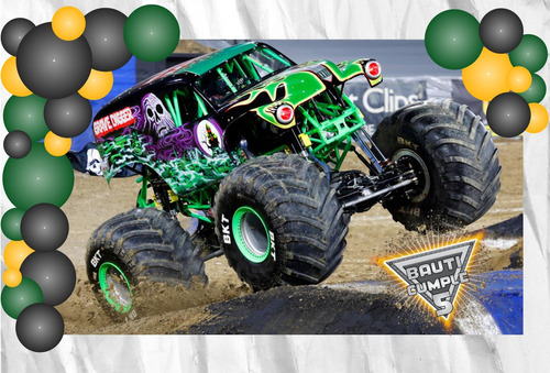 Banner Fondo Candy Cumpleaños Monster Grave Digger 150x90