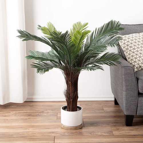 Pure Garden Artificial Cycas Palm Tree3fot Potted Faux ...