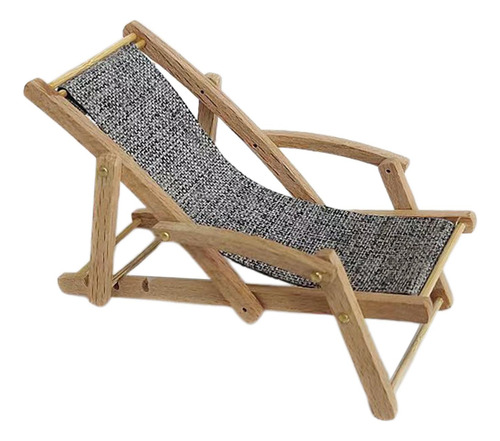1/12 Mini Silla Al Aire Libre Artesanía Para Paisaje Gris