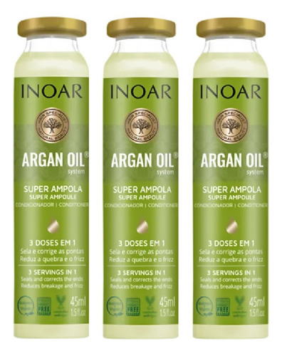 Inoar Argan Oil Super Ampola 45ml Kit 3 Uni