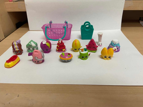 13 Figuras Shopkins, 1 Cesta Y 1 Bolsa De Compras, Combo 2