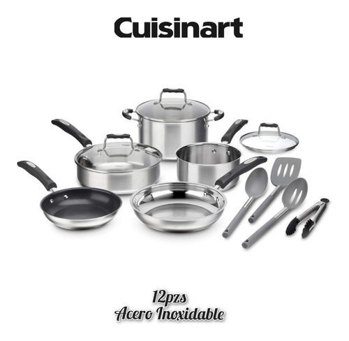 Set 22pzs Juego Ollas Sartén Utensilios Cuisinart Acero Inox