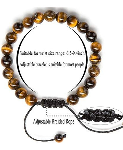 Hamoery Hombres Mujeres 8mm Ojo Piedra Cuentas Pulsera Cuerd