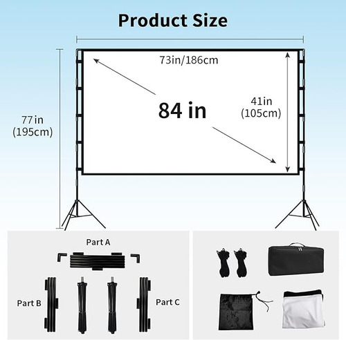 Lejiada Pantalla Proyector 84 Pulgadas 16:9 Con Tipode
