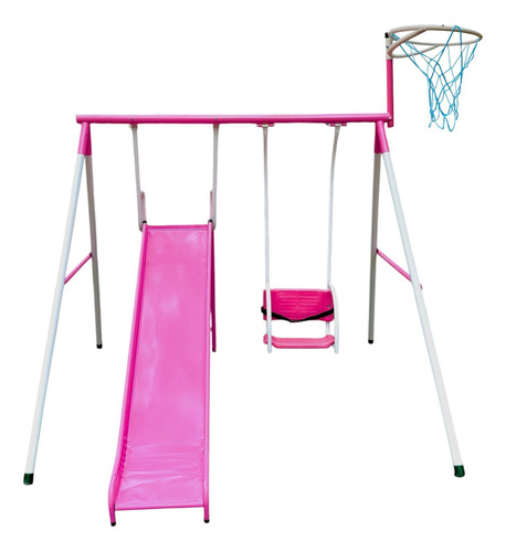 Columpio Y Resbaladilla + Canasta De Basket Rosa