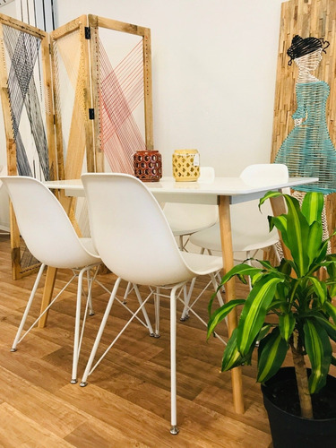 Juego Comedor Tulip 120 + 4 Eames Plastico New Design