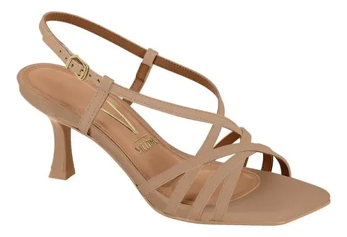 Sand&aacute;lia Feminina Vizzano Tiras Moda Casual Salto Baixo Ta&ccedil;a
