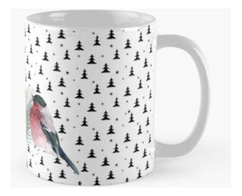 Taza X4 Pájaro En El Bosque De Navidad Calidad Premium