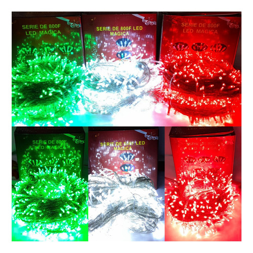Kit Patrio 3 Serie De Luces Led Verde Blanco Y Rojo 800 Leds Luces Tricolor(verde, Blanco Y Rojo )