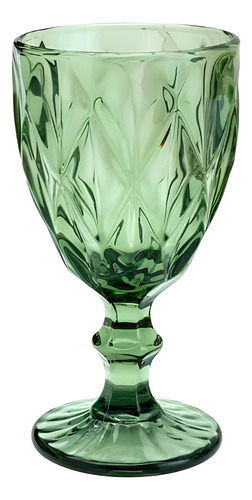 Jogo 6 Taças De Água Vidro Diamante Verde 300ml Class Home