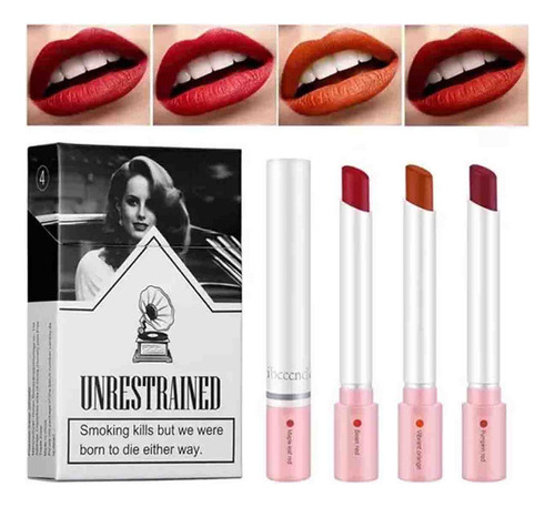Set De Barra De Labios Mate De Larga Duración 4 Piezas