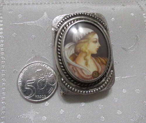 Antg Alhajero Plata 925 Miniatura Dama Pintada Firmada 15601 Plateado (Usado)