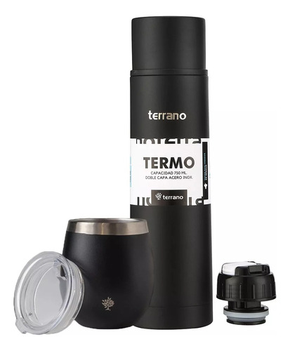 Set Termo Terrano 750ml + Mate C/tapa  + Bombilla De Regalo