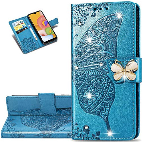 Funda Para LG G7 Thinq LG G7 One Diamond Butterfly Azul P-02