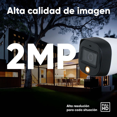 Dahua Cámara Full Color HFW1239C(-A)-LED Resolución de 2Mp Protección Ip67 Ideal para Exterior Lente 3.6mm opcional 2.8mm Ir Inteligente 20mts Micrófono Para Cctv Color Blanco