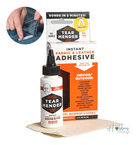 Botella de cuero con pegamento y adhesivo para tela Cola Bish's Original Tear Mender, 60 ml, color marrón