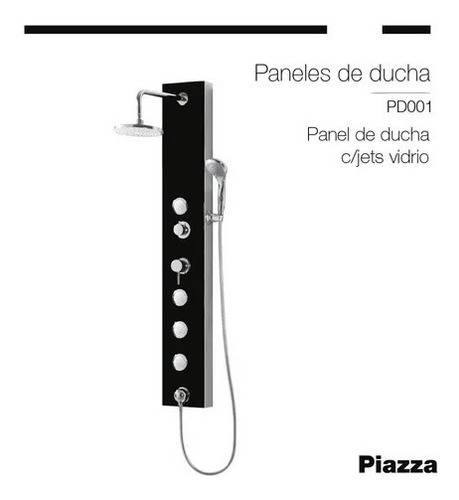 Imagen 2 de 5 de Panel Ducha Piazza Pd001 Escocesa Jets Direccionables Vidrio