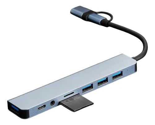 Hub Adaptador Portátil Usb C 8 Puertos Hdmi Tipo C Sd Plug