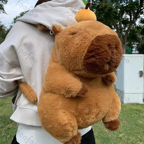 Bonita Mochila Felpa Forma Capibara Para ,mochila De Peluche De Capibara Foofoo Melocotón